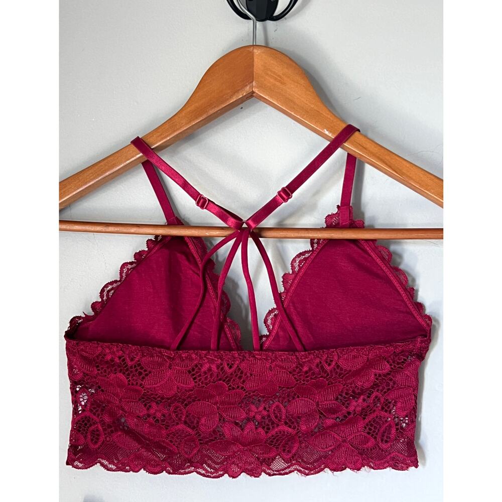 Lace Burgundy Camisole and Thong Lingerie Set Medium - Picture 2 of 6
